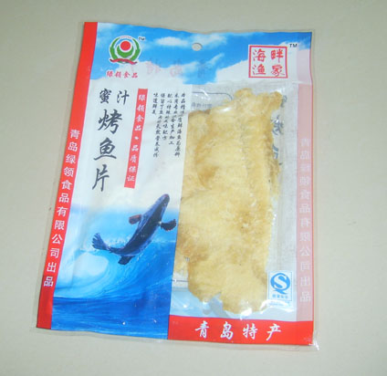 蜜汁烤鱼片 青岛食品;青岛食品;青岛食品;烧烤鱿鱼;烧烤黄花鱼;鱿鱼丝;绿岭食品;青岛绿岭;烤鳕鱼;鳕鱼丝;辣烤鳕鱼;烤虾皮; 绿岭--青岛绿领食品有限公司